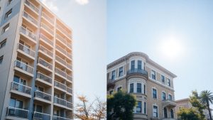 Apartamente noi versus vechi, clădiri rezidențiale.